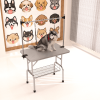 36" Folding Dog Pet Grooming Table Stainless Steel Frame Rubber Mat on Board with Adjustable Arm and Clamps pet dog Cat Grooming Table (SILVER-GRAY CO