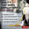 Rolled Leather Dog Leash 6Ft * 0.5 in for Small Medium and Large Dogs Heavy Duty Leather Puppy Leash for Outdoor Walking Running Training Yellow Color