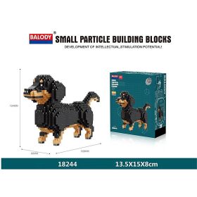 Cartoon Simulation Pet Dog Building Blocks Mini Dachshund Poodle Doberman Model Children's Toy Gift Dog Pet Building Blocks (size: With box, Color: 18244)