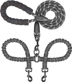 Dual Dog Leash; Double Dog Leash; 360 Swivel No Tangle Walking Leash; Shock Absorbing Bungee for Two Dogs (size: length, Color: Red)