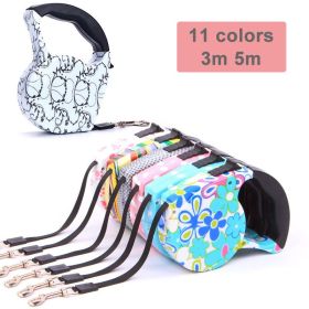3m 5m Retractable Dog Leash 11 Colors Fashion Printed Puppy Auto Traction Rope Nylon Walking Leash for Small Dogs Cats Pet Leads (size: 5m, Color: color 4)