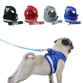 Summer Strap-style Dog Leash Adjustable Reflective Vest Walking Lead for Puppy Polyester Mesh Harness Small Dog Collars (size: M, Color: Gray)
