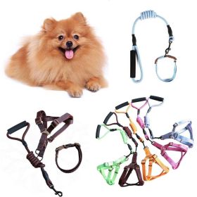 Dog Leash Two-color Machine Woven Nylon Handle Round Rope Pockmark Pet Chest Back Collar Pet Supplies (size: 2, Color: Black)