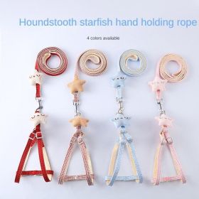 Adjustabale Dog rope pet leash houndstooth starfish cat chest harness dog chain dog Harness pet supplies For Small Medium Dog (size: bust 27-44cm, Color: Pink)