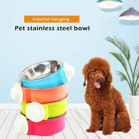 Pet Stainless Steel Bowl Hanging Cage Type Fixed Cute Dog Basin Cat Supplies Puppy Food Drinking Water Feeder Pets Accessories (size: 13cm, Color: Green)