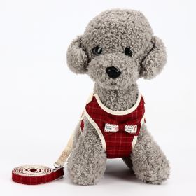 Dog Breathable Mesh Harness with Leash Pet Walking Harness with Cute Bows Adjustable Training Vest (size: S, Color: Red)
