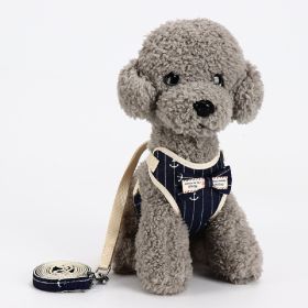 Dog Breathable Mesh Harness with Leash Pet Walking Harness with Cute Bows Adjustable Training Vest (size: S, Color: Blue)