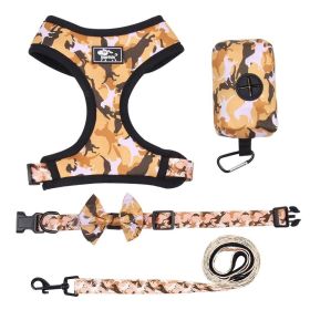 4Pcs Set Reflective No Pull Dog & Cat Harness Collar Leash With Dog Poop Bag For Small Medium Dog (size: S, Color: Yellow)