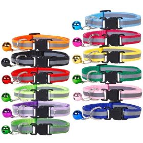Nylon Collar Reflective With Small Bell For Dog & Cat; Dog Collar; Adjustable dog collar (size: Adjustment, Color: Fluorescent Green)