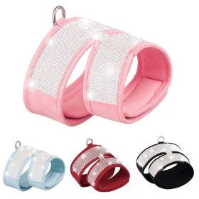 Pet Harness For Dog & Cat; Rhinestone Soft Cat Harness; Soft Dog Vest Harness For Outdoor Walking (size: M, Color: Red)