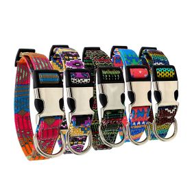 Dog Print Adjustable Collar; suitable For Large & Small Dogs (size: S, Color: Burgundy)