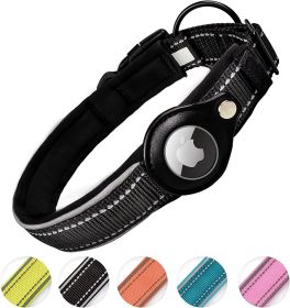 Reflective AirTag Dog Collar; ivienx Apple Air Tag Heavy Duty Dog Collar [Wide] Padded Pet Collar with AirTag Case Holder Accessories for Small Medium (size: S (Neck 12-15"), Color: Orange)