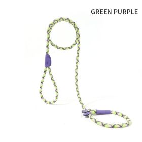 Dog Rope Pet Pulling Rope Puppy Strap Traction Rope Heavy Duty Belt Large Dog Leash Dog Collar Strap Dog Training Pet Harness Hands-Free Leash For Sma (size: 1.5x0.8, Color: Green Purple)