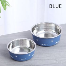 Dog Bowl Cat Bowl For Food And Water, Stainless Steel Pet Feeding Bowl, Durable Non-Skid Insulated Heavy Duty With Rubber Bottom For Medium Large Dogs (size: M, Color: Blue)