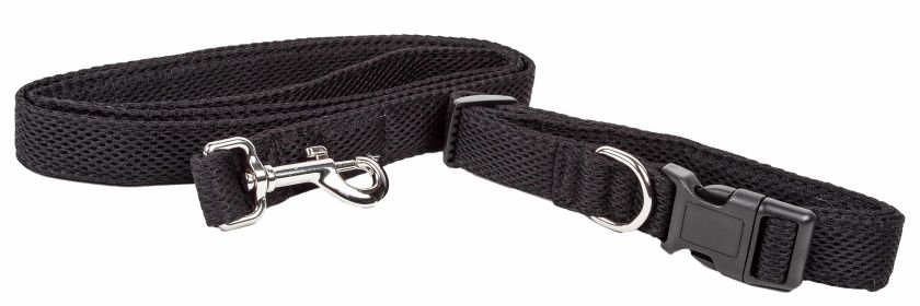 Pet Life 'Aero Mesh' 2-In-1 Dual Sided Comfortable And Breathable Adjustable Mesh Dog Leash-Collar (size: large, Color: Black)