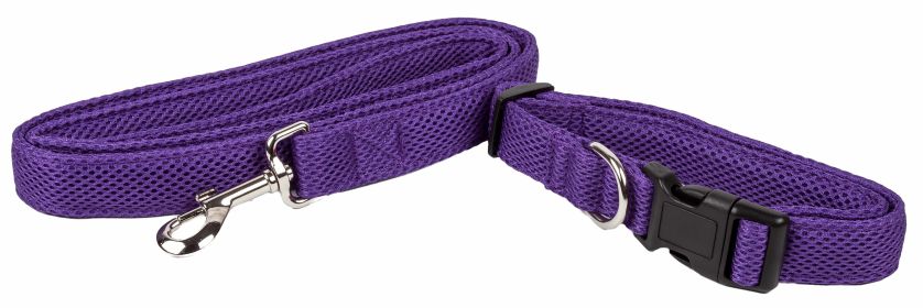 Pet Life 'Aero Mesh' 2-In-1 Dual Sided Comfortable And Breathable Adjustable Mesh Dog Leash-Collar (size: small, Color: Purple)