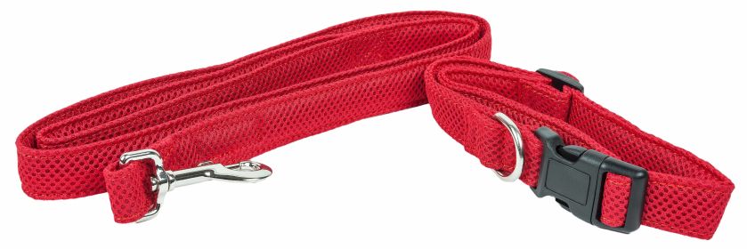 Pet Life 'Aero Mesh' 2-In-1 Dual Sided Comfortable And Breathable Adjustable Mesh Dog Leash-Collar (size: medium, Color: Red)