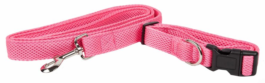Pet Life 'Aero Mesh' 2-In-1 Dual Sided Comfortable And Breathable Adjustable Mesh Dog Leash-Collar (size: medium, Color: Pink)