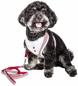 Pet Life Luxe 'Spawling' 2-In-1 Mesh Reversed Adjustable Dog Harness-Leash W/ Fashion Bowtie (size: large, Color: Red)