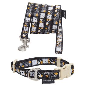 Touchdog 'Caliber' Designer Embroidered Fashion Pet Dog Leash And Collar Combination (size: small, Color: Black Pattern)