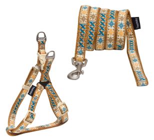 Touchdog 'Caliber' Designer Embroidered Fashion Pet Dog Leash And Harness Combination (size: medium, Color: Brown Pattern)