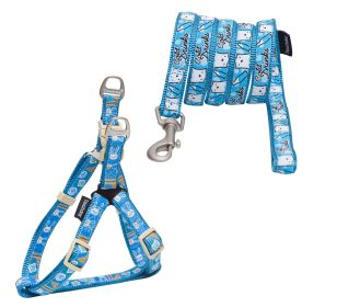 Touchdog 'Caliber' Designer Embroidered Fashion Pet Dog Leash And Harness Combination (size: small, Color: Blue Pattern)