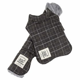 Touchdog 2-In-1 Windowpane Plaided Dog Jacket With Matching Reversible Dog Mat (size: medium, Color: Grey)