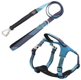 Pet Life 'Geo-prene' 2-in-1 Shock Absorbing Neoprene Padded Reflective Dog Leash and Harness (size: small, Color: Blue)