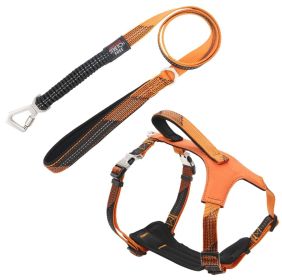 Pet Life 'Geo-prene' 2-in-1 Shock Absorbing Neoprene Padded Reflective Dog Leash and Harness (size: large, Color: Orange)