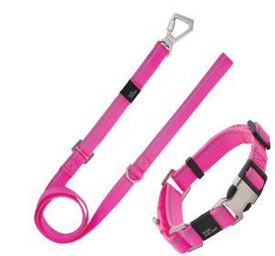 Pet Life 'Advent' Outdoor Series 3M Reflective 2-in-1 Durable Martingale Training Dog Leash and Collar (size: small, Color: Pink)