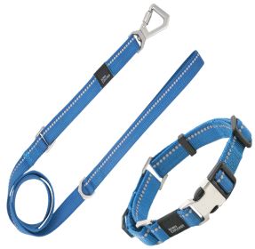 Pet Life 'Advent' Outdoor Series 3M Reflective 2-in-1 Durable Martingale Training Dog Leash and Collar (size: large, Color: Blue)